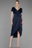 Navy Blue Short Satin Invitation Dress ABK1107