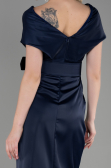 Navy Blue Short Satin Invitation Dress ABK1107
