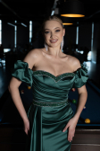 Long Emerald Green Satin Evening Dress ABU3331