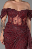 Long Burgundy Plus Size Evening Dress ABU3097