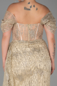 Gold Long Plus Size Evening Dress ABU3097