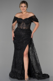 Long Black Plus Size Evening Dress ABU3097