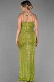 Long Pistachio Green Scaly Plus Size Evening Dress ABU3322