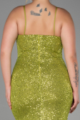 Long Pistachio Green Scaly Plus Size Evening Dress ABU3322