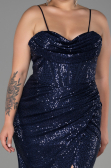 Long Navy Blue Scaly Plus Size Evening Dress ABU3322