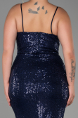 Long Navy Blue Scaly Plus Size Evening Dress ABU3322