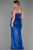 Long Sax Blue Scaly Plus Size Evening Dress ABU3322