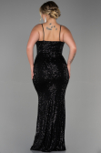 Long Black Scaly Plus Size Evening Dress ABU3322