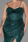 Long Emerald Green Scaly Plus Size Evening Dress ABU3322