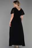 Long Black Chiffon Plus Size Evening Dress ABU2308