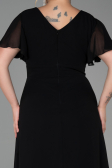 Long Black Chiffon Plus Size Evening Dress ABU2308