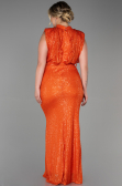 Long Orange Scaly Plus Size Evening Dress ABU3115
