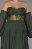 Long Olive Drab Chiffon Plus Size Evening Dress ABU1802