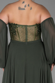 Long Olive Drab Chiffon Plus Size Evening Dress ABU1802