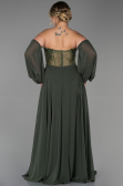 Long Olive Drab Chiffon Plus Size Evening Dress ABU1802