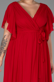 Long Red Chiffon Plus Size Evening Dress ABU3276