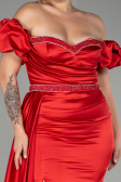 Long Red Satin Plus Size Evening Dress ABU3332