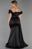 Long Black Satin Plus Size Evening Dress ABU3332