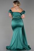 Long Emerald Green Satin Plus Size Evening Dress ABU3332