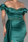 Long Emerald Green Satin Plus Size Evening Dress ABU3332
