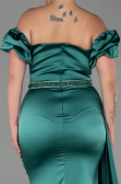 Long Emerald Green Satin Plus Size Evening Dress ABU3332
