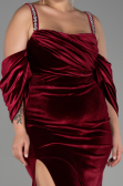 Long Burgundy Velvet Plus Size Evening Dress ABU3336