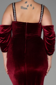 Long Burgundy Velvet Plus Size Evening Dress ABU3336