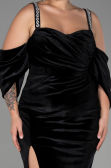 Long Black Velvet Plus Size Evening Dress ABU3336