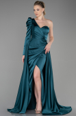 Long Emerald Green Satin Evening Dress ABU1715