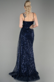 Long Navy Blue Scaly Haute Couture ABU3347