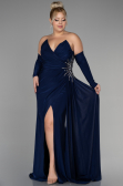 Long Navy Blue Plus Size Evening Dress ABU3352