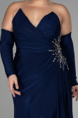Long Navy Blue Plus Size Evening Dress ABU3352