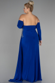 Long Sax Blue Plus Size Evening Dress ABU3352