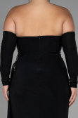 Long Black Plus Size Evening Dress ABU3352