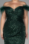 Long Emerald Green Scaly Plus Size Evening Dress ABU3193