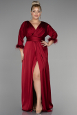 Long Burgundy Satin Plus Size Evening Dress ABU3367