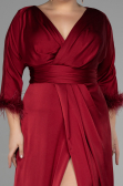 Long Burgundy Satin Plus Size Evening Dress ABU3367