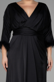 Long Black Satin Plus Size Evening Dress ABU3367