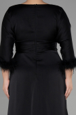 Long Black Satin Plus Size Evening Dress ABU3367