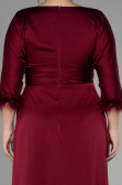Long Cherry Colored Satin Plus Size Evening Dress ABU3367