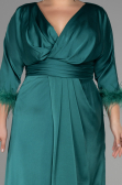Long Emerald Green Satin Plus Size Evening Dress ABU3367