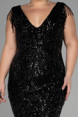 Midi Black Plus Size Invitation Dress ABK1873