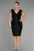 Midi Black Plus Size Invitation Dress ABK1873