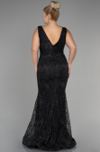 Long Black Plus Size Engagement Dress ABU3368