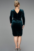 Midi Emerald Green Velvet Velvet Oversized Evening Dress ABK1875