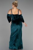 Long Emerald Green Velvet Plus Size Evening Dress ABU3336