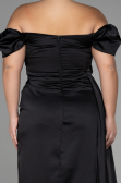 Black Long Satin Plus Size Evening Dress ABU1626