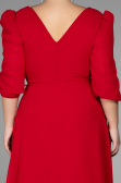 Midi Red Chiffon Oversized Evening Dress ABK1083