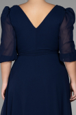 Midi Navy Blue Chiffon Oversized Evening Dress ABK1083