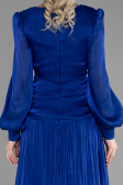 Long Sax Blue Chiffon Prom Gown ABU3397